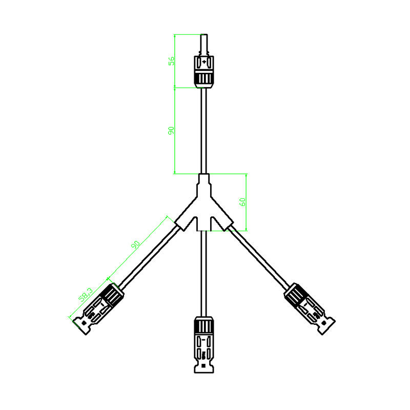 3 bis 1 multi Niederlassungs-schnelles Zusammenbauen des Verbindungsstück-MC4 für Kraftwerk