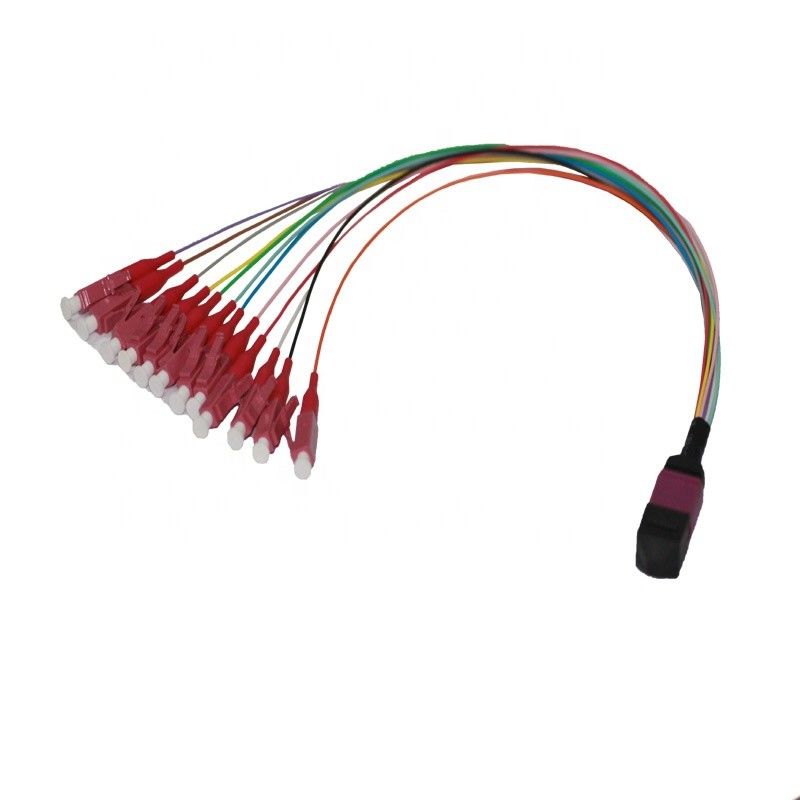 Faser-Optikverbindungskabel-Ausbruch-Kabel-weibliche Buchsen-Art b-Polarität OM4 MMF MPO