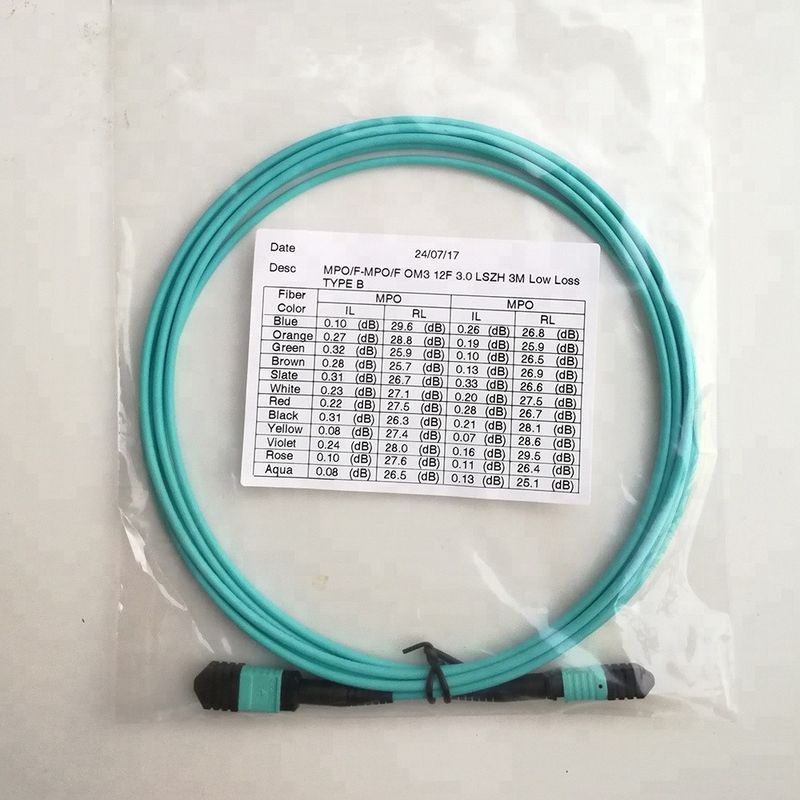 12 Faser-Optikverbindungskabel-Zopf der Faser-verkabeln weiblicher MPO 0.9mm 2.0mm 3.0mm
