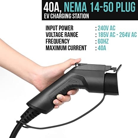 240V 9.6kW 40 tragbare EV Ladegerät-Station Ampere-Niveau-2 mit Stecker
